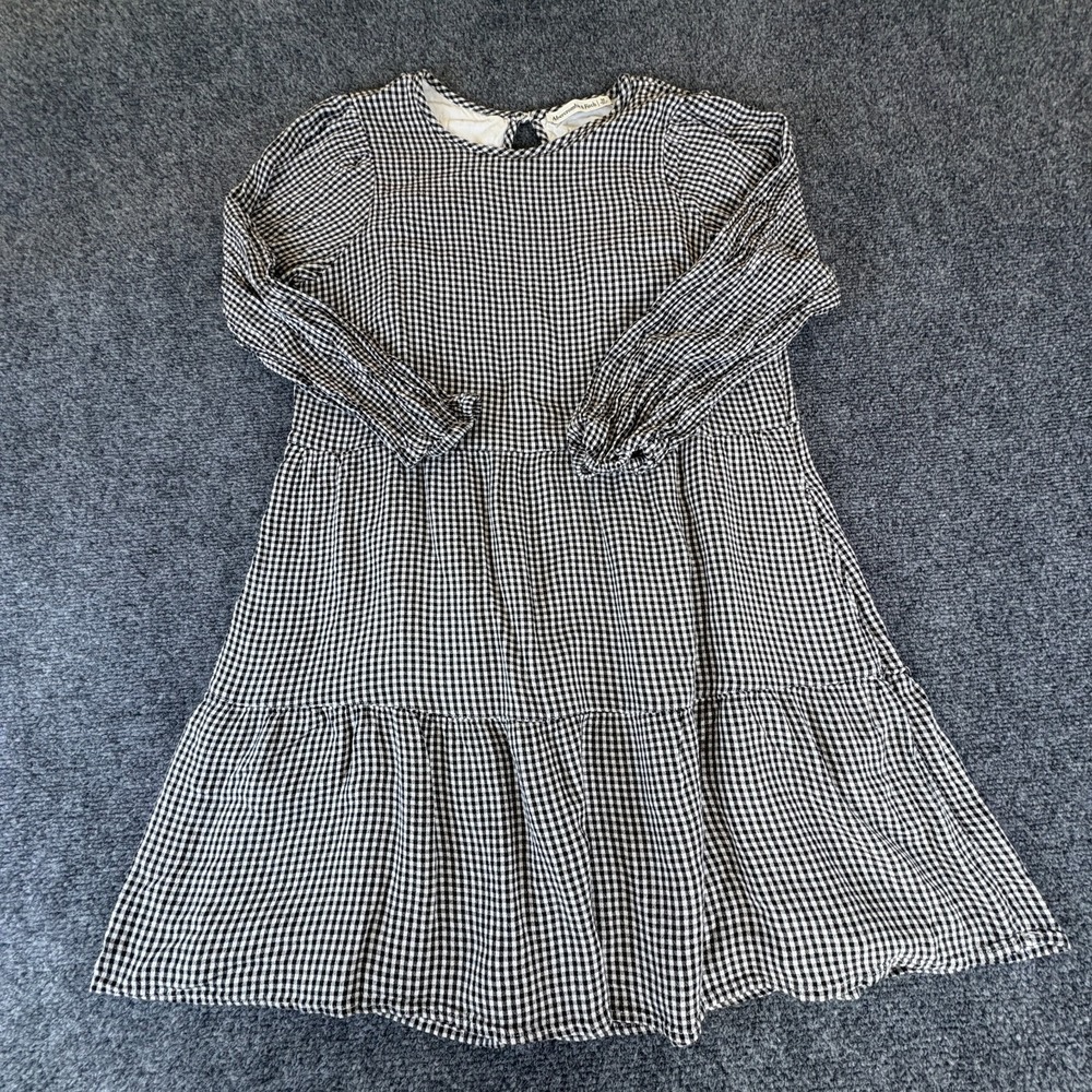 Abercrombie & Fitch A-Line Dress Womens Medium White Blackβ Gingham Check Tiered